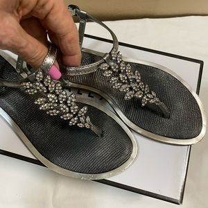 Cute Silver Jeweled Sandals